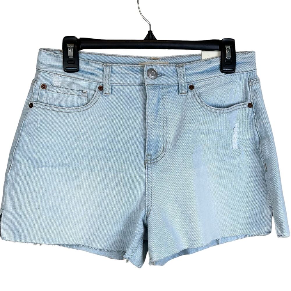 Copper Key Jean Shorts Size 5 Juniors Bleach Wash Raw Hem Slits Distressed Denim